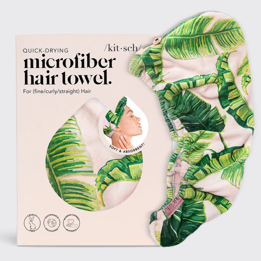 Kitsch Microfiber Hair Towel- Palm Print