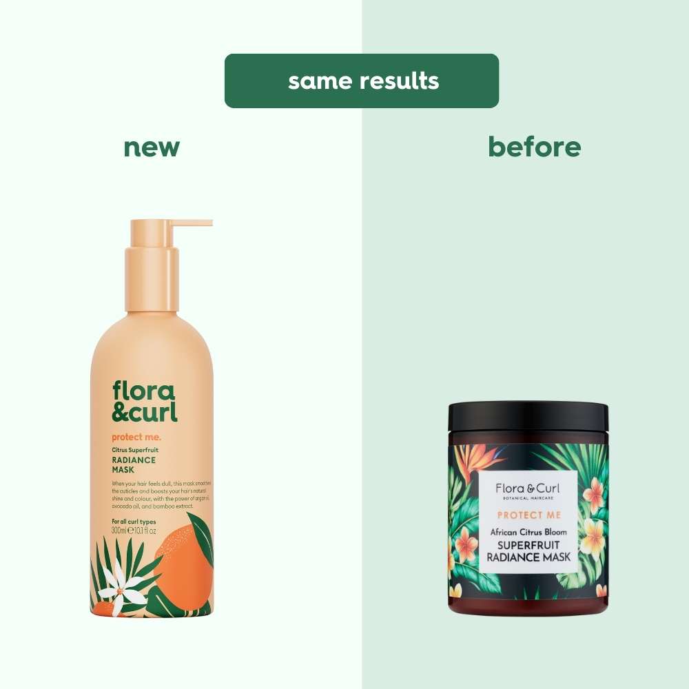 Flora & Curl Citrus Superfruit Radiance Mask- Rebrand-Before and After-Curl Care