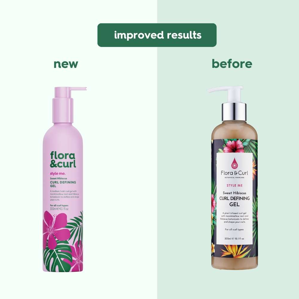 Flora and Curl Curl Defining Gel Before and After Rebrand-Curl Care